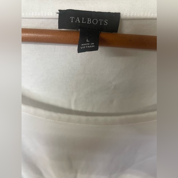 Talbots White Puff Sleeve Tee Cotton Modal Stretch Top Large - Picture 5 of 5